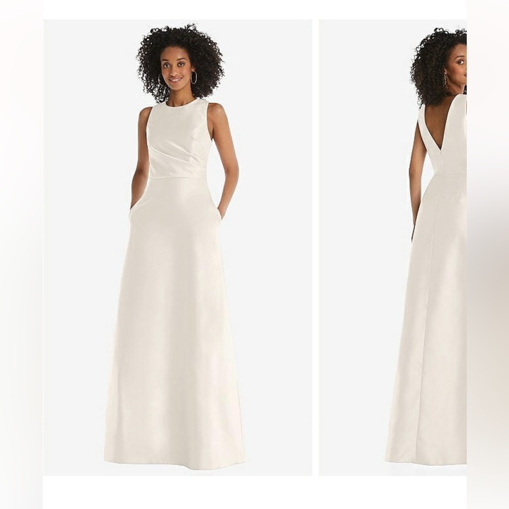 Alfred Sung Ivory Satin Twill Evening Gown D819 Dessy Group - Picture 7 of 9